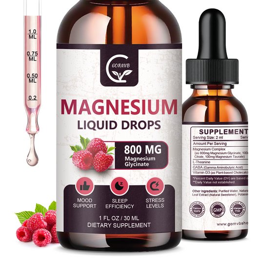 (2 Pack) Magnesium Glycinate Liquid Drops | 1000mg Liquid Magnesium Complex with D3, L-Thea & GABA for Energy, Sleep, Nerve and Heart Health, High Absorption, Raspberry Flavor