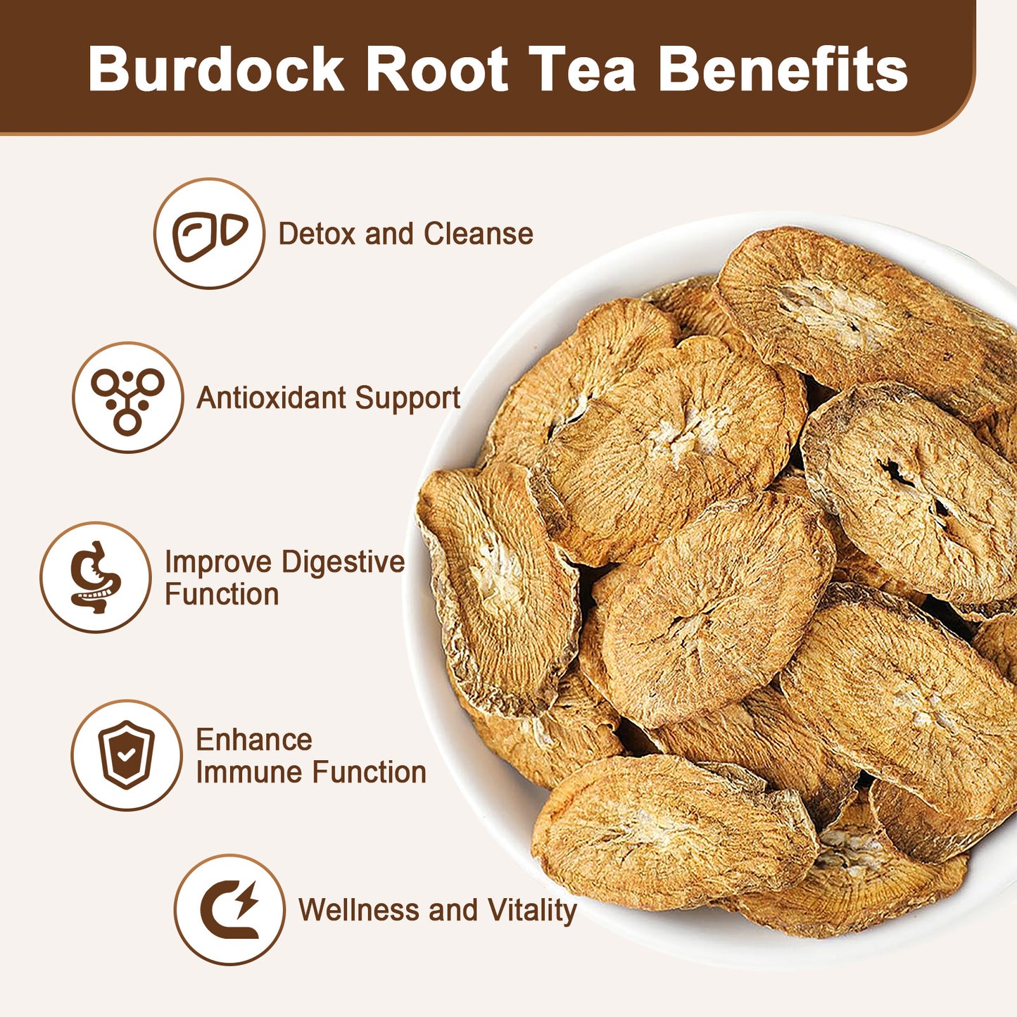 Burdock Root Tea Bags - Digestion & Improving Liver Support, Premium Burdock Root, with Antioxidants, Minerals & Vitamin C, Caffeine Free, 40 Tea Bags