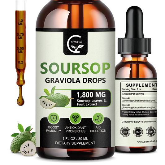 (2 Pack) Soursop Graviola Liquid Drops 1800mg, 98% Absorption Soursop Bitters Liquid for Cell Support & Regeneration, Immune Boost, Relax, Liver and Sleep, Herbal Goodness, Gluten Free, 1 Fl Oz