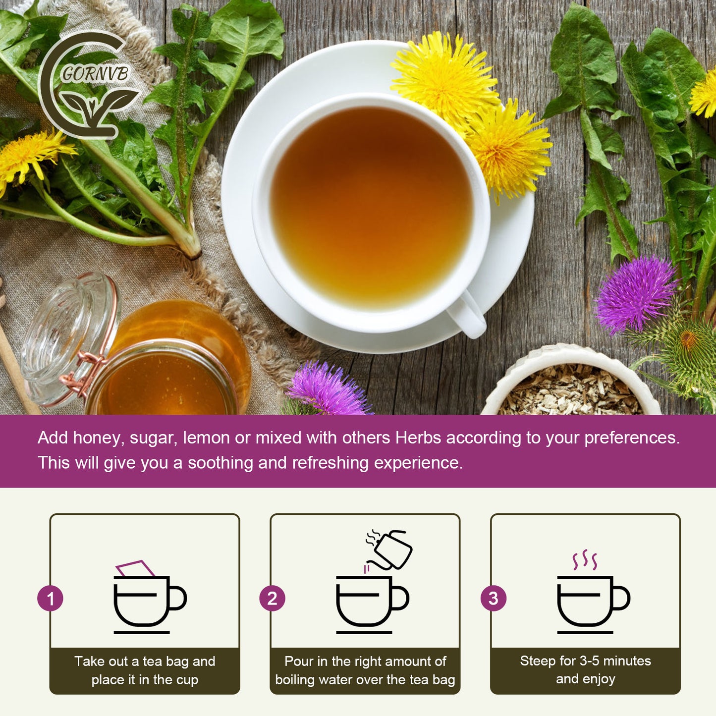 Organic Roasted Dandelion Root Tea with Milk Thistle Tea - Supports Kidney Function and Liver Function, 30 Tea Bags