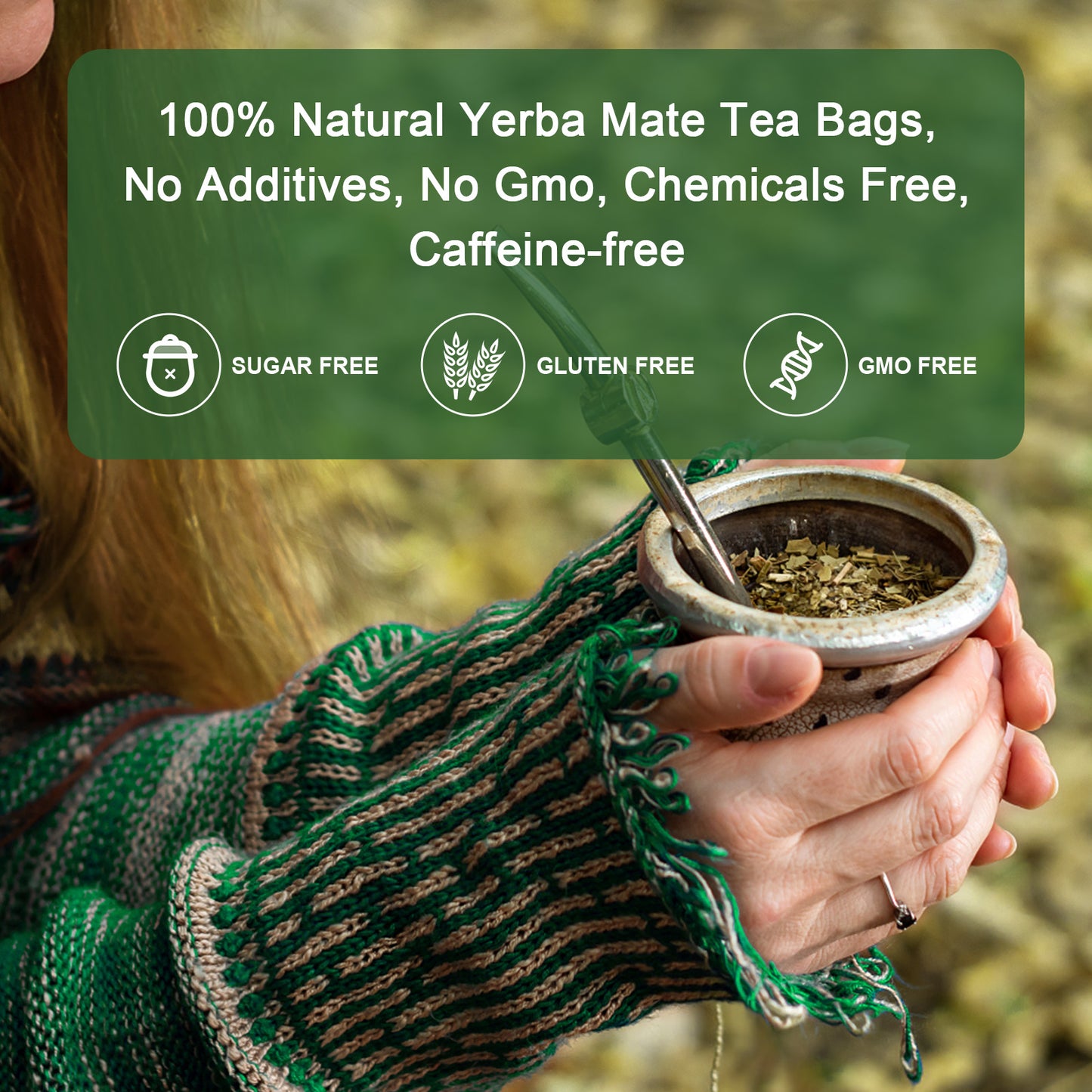 Unsmoked Yerba Mate Tea Bags, Natural Organic Yerba Matte Rich in Chlorophyll, Antioxidants and Vitamins, 30 Tea Bags