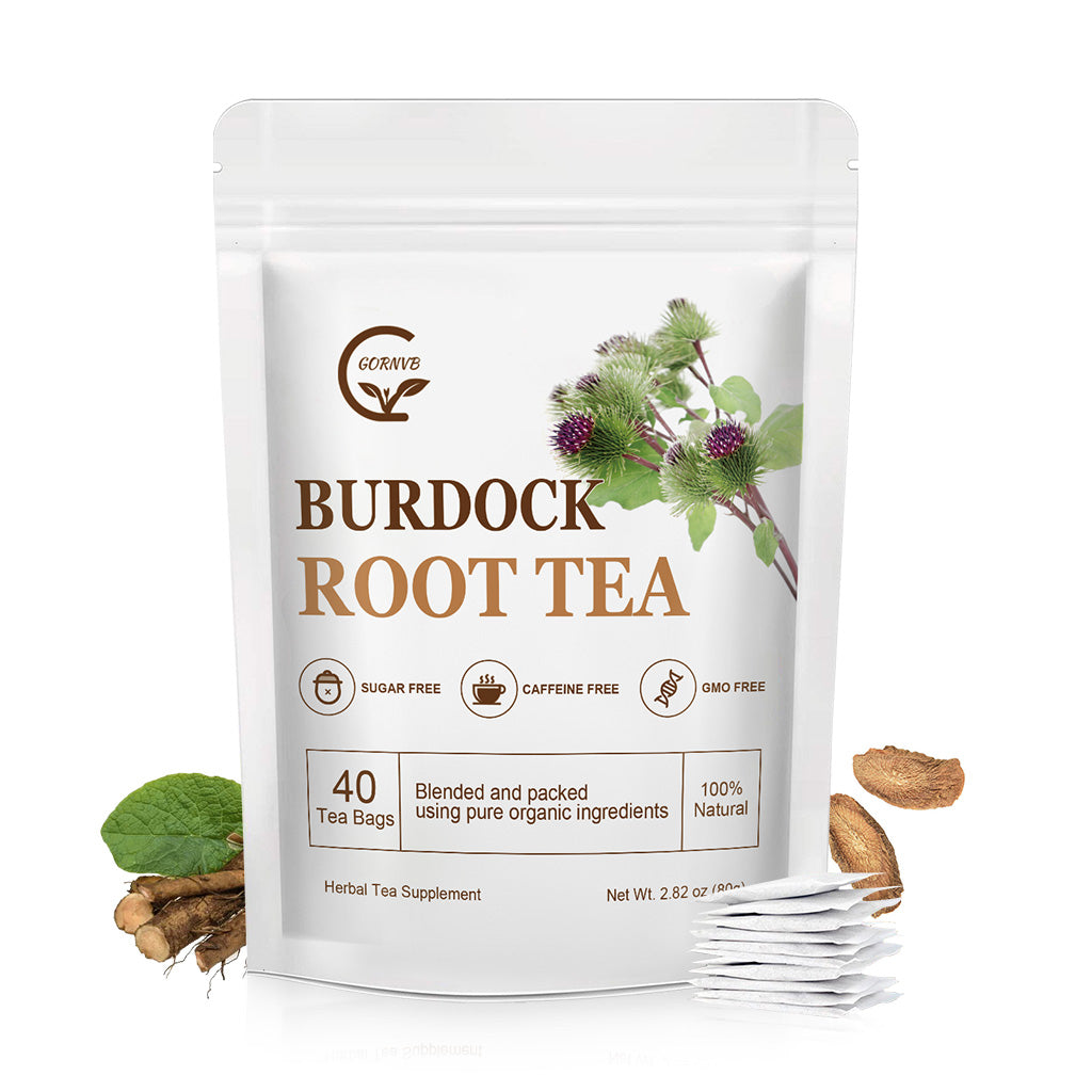 Burdock Root Tea Bags - Digestion & Improving Liver Support, Premium Burdock Root, with Antioxidants, Minerals & Vitamin C, Caffeine Free, 40 Tea Bags