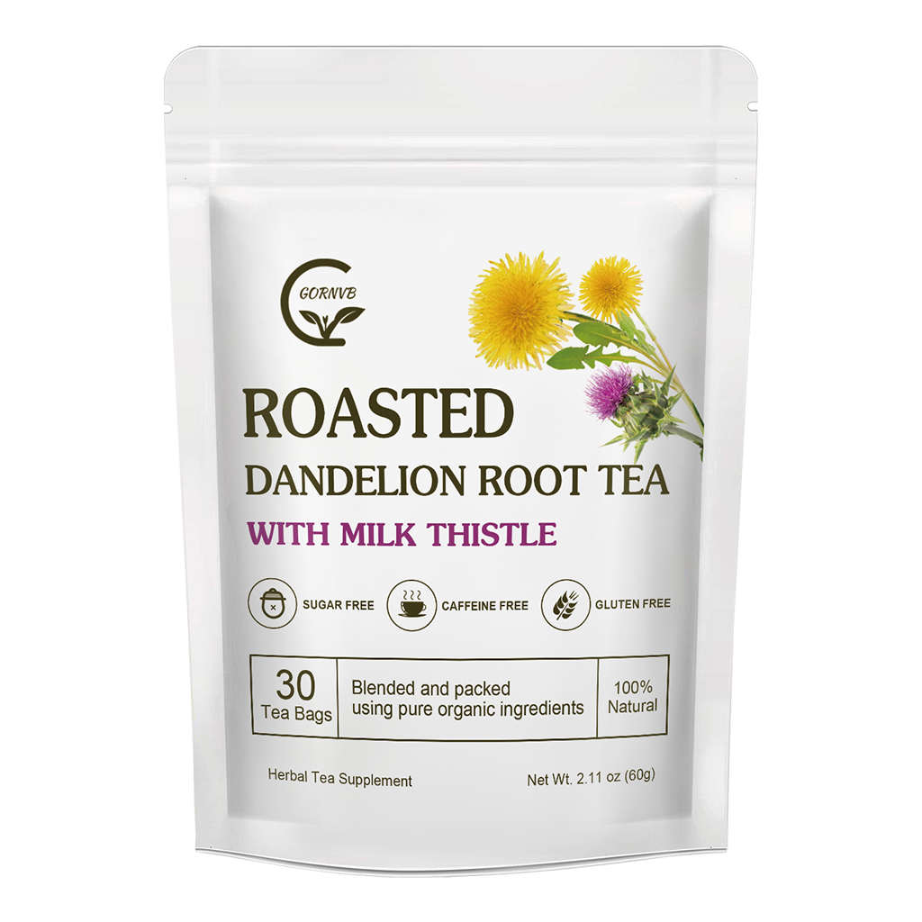 Organic Roasted Dandelion Root Tea with Milk Thistle Tea - Supports Kidney Function and Liver Function, 30 Tea Bags