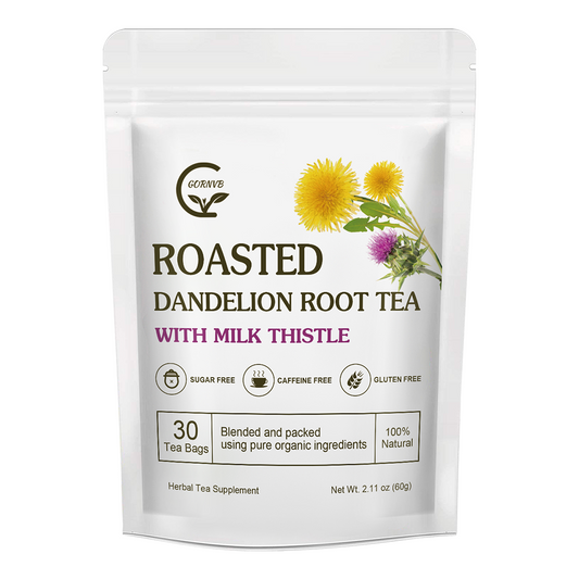 Organic Roasted Dandelion Root Tea with Milk Thistle Tea - Supports Kidney Function and Liver Function, 30 Tea Bags