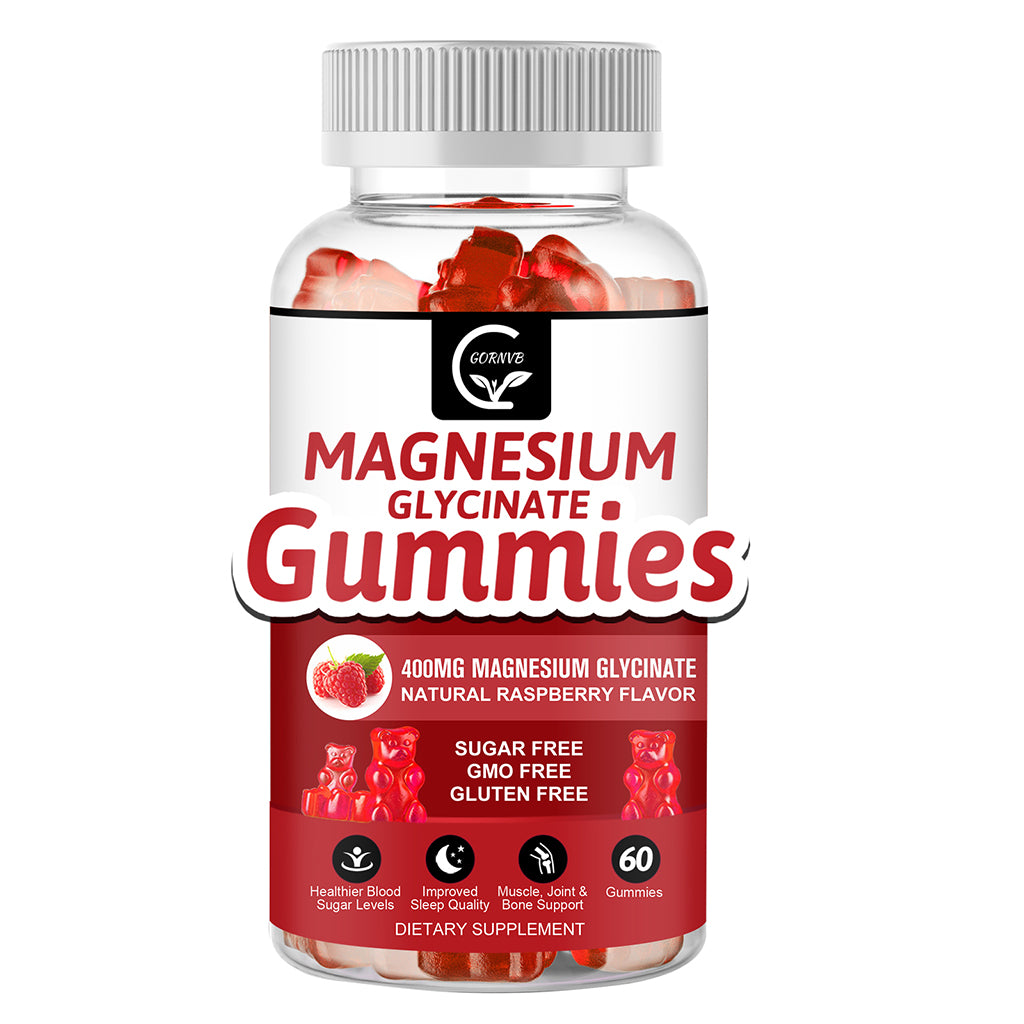 (1 Pack) Magnesium Glycinate Gummies 400mg, Magnesium Gummies - Chelated Magnesium Potassium Complex Supplement with VitD, B6, CoQ10, Supports for Memory, Calm, Mood & Sleep - 60 Raspberry Gummies