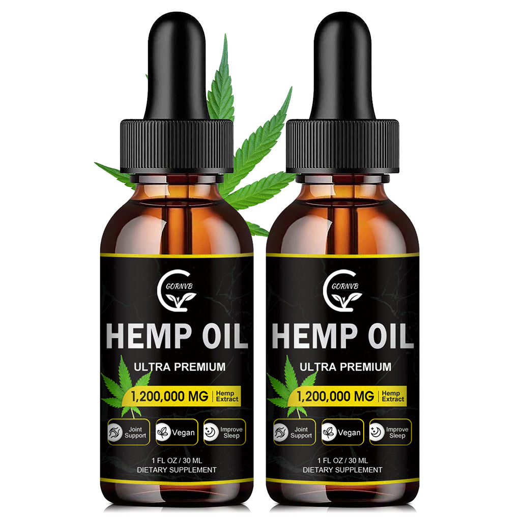 (2-Pack) High Potency Hemp Oil - Maximum Strength, Immune System Support, Focus Calm, Relaxation, Mood, Pure Extract, Organic, Vegan, Non-GMO