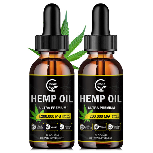 (2-Pack) High Potency Hemp Oil - Maximum Strength, Immune System Support, Focus Calm, Relaxation, Mood, Pure Extract, Organic, Vegan, Non-GMO