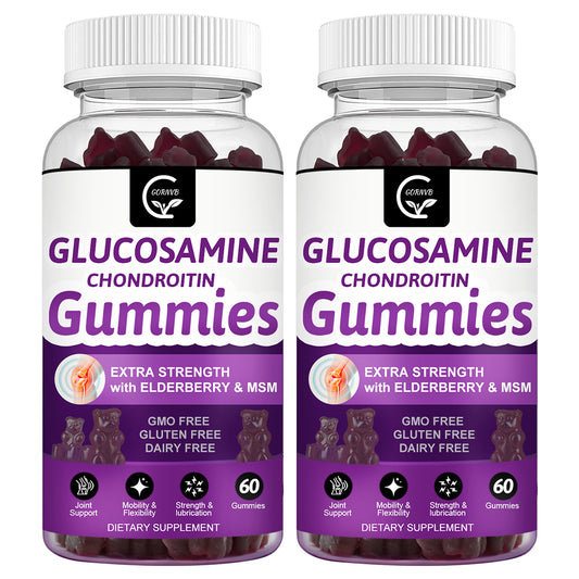 (2 Pack) Glucosamine Chondroitin Gummies with MSM & Elderberry Extra Strength - Joint Support, Antioxidant Immune Support Supplement for Adults, Men & Women - 60 Chondroitin Gummies