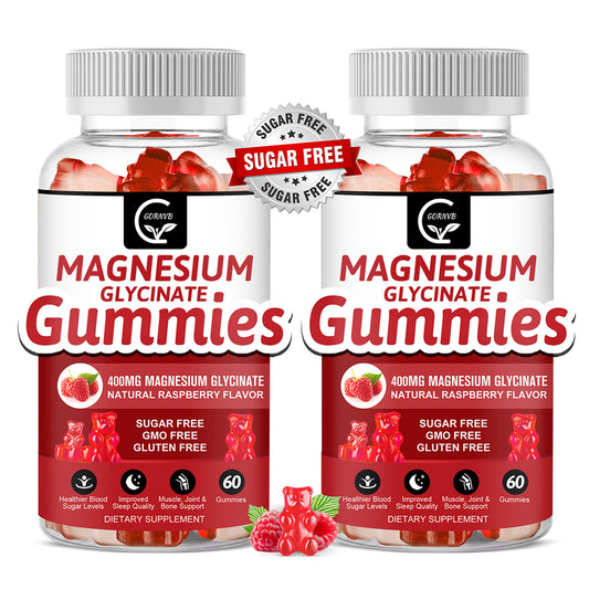 (2 Pack) Magnesium Glycinate Gummies 400mg, Magnesium L-Threonate 200mg - Chelated Magnesium Potassium Complex Supplement with VitD, B6, CoQ10, Supports for Memory, Calm, Mood & Sleep - 60 Raspberry Gummies