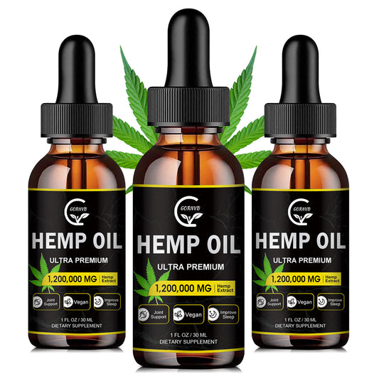 (3-Pack) High Potency Hemp Oil - Maximum Strength, Immune System Support, Focus Calm, Relaxation, Mood, Pure Extract, Organic, Vegan, Non-GMO