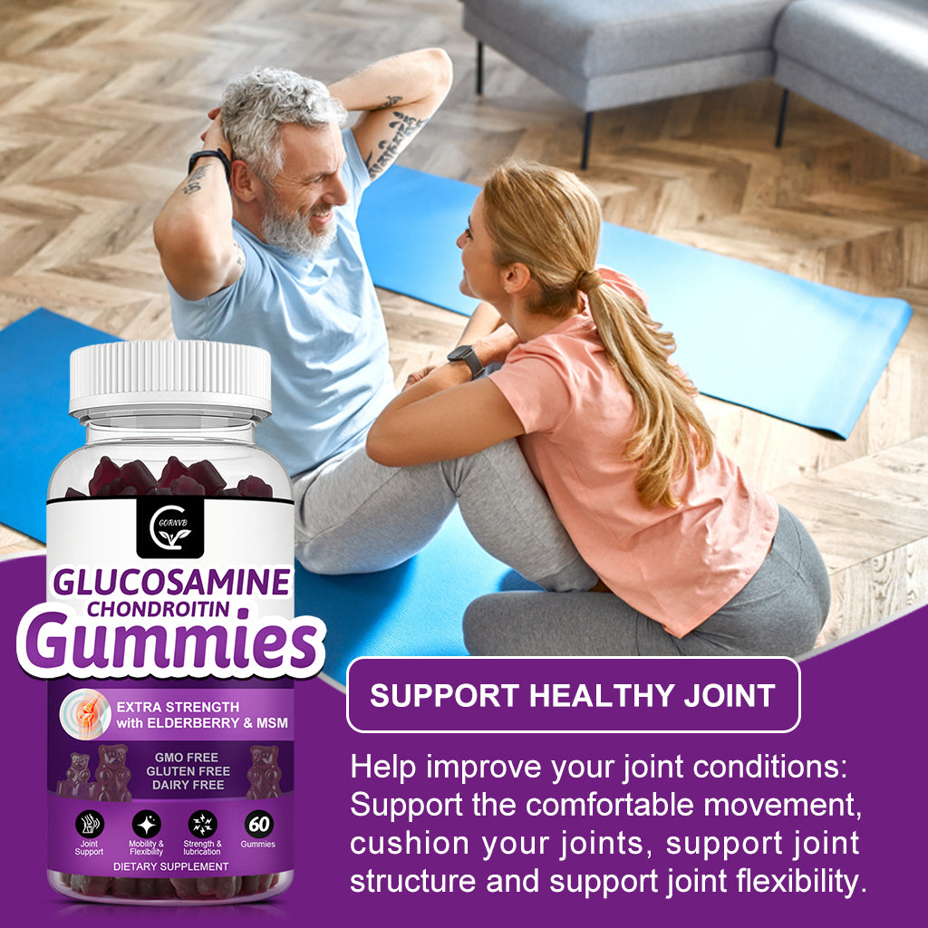 (2 Pack) Glucosamine Chondroitin Gummies with MSM & Elderberry Extra Strength - Joint Support, Antioxidant Immune Support Supplement for Adults, Men & Women - 60 Chondroitin Gummies