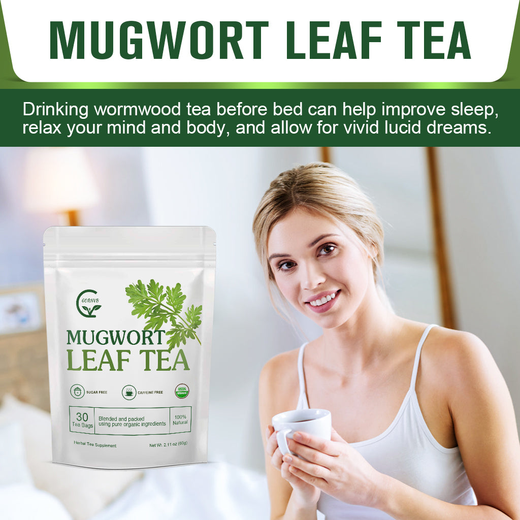 Organic Mugwort Tea Bags - Mugwort Herb Dried Leaves, Improve Sleep and Digestion, Caffeine Free, 30 Tea Bags