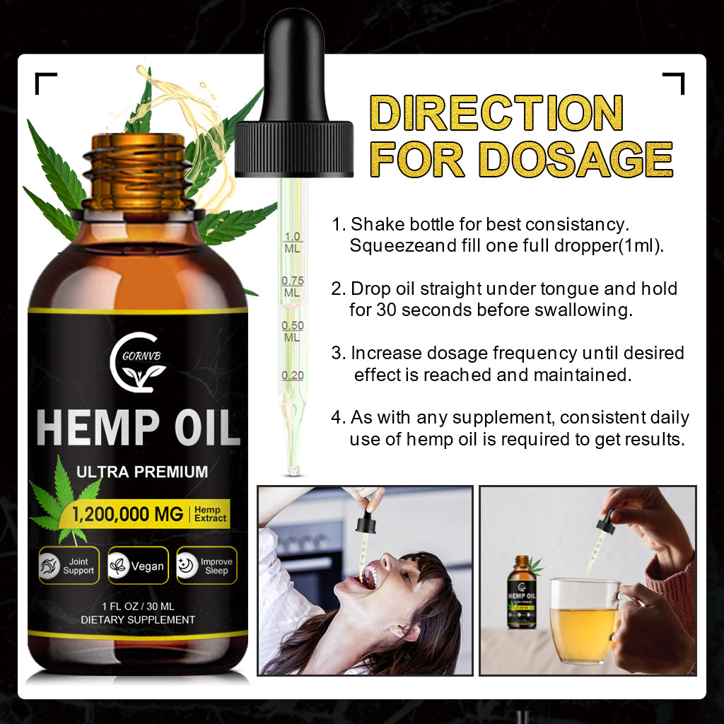 (2-Pack) High Potency Hemp Oil - Maximum Strength, Immune System Support, Focus Calm, Relaxation, Mood, Pure Extract, Organic, Vegan, Non-GMO